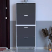 Modilayn UMAY' 2 Li Kapı Önü 72 x 168x 25,5 cm’ lik 4 Düşer Kapak 8 Göz Bölmeli Ayakkabılık thumbnail 3