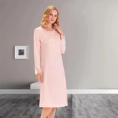 FLZ 39001 Kışllık Dantelli Uzun Kol Gecelik thumbnail 1