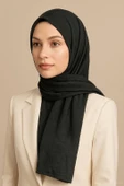 Kadın Bambu Kraş Şal Tesettür Hafif Hijab İnce Ütü Gerektirmez Siyah Şal thumbnail 1