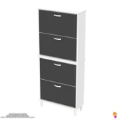 Modilayn UMAY' 2 Li Kapı Önü 72 x 168x 25,5 cm’ lik 4 Düşer Kapak 8 Göz Bölmeli Ayakkabılık thumbnail 6