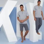 Kly 9604 Erkek Midi Yaka 3'lü Pijama  Takım thumbnail 2