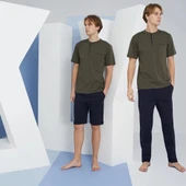 Kly 9604 Erkek Midi Yaka 3'lü Pijama  Takım thumbnail 5