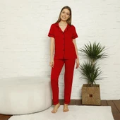 Confeo C840-057 Kadın Viskon Önü Düğmeli Kısakol Pijam Takım thumbnail 1