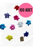 100 ADET 6cm FİYONK HEDİYE PAKETİ SÜSÜ PARLAK RENKTE KARIŞIK YILDIZ SÜS RAFYA YAPIŞKANLI thumbnail 1