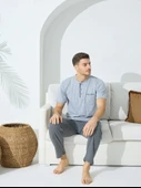 Kly 9600 Erkek Yazlık V-Yaka Pijama Takım thumbnail 2