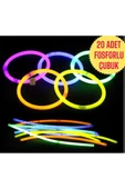 20 ADET NEON FOSFORLU PARTİ ÇUBUK BİLEKLİK GECE PARLAYAN GLOW STİCK IŞIK 20 ÇUBUK+20 BAĞLANTI APARAT thumbnail 1