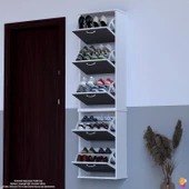 Modilayn VARBİ UMAY' 2 Li Asma Kapı Önü 52x193x25,5 cm’ lik 5 Düşer Kapak 10 Göz Bölmeli Ayakkabılık thumbnail 3