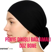 BONE DÜZ DİKİŞLİ BAĞLAMALI TESETTÜR İÇ BONE PENYE 2 ADET SİYAH thumbnail 2