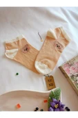 BURUN DİKİŞSİZ ÇORAP YUMUŞAK PAMUKLU KISA KONÇ DESENLİ KADIN PATİK ÇORABI 36-40 TEK ADET KREM thumbnail 3
