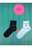 2 ÇİFT TAŞLI KALPLİ KOKULU LİKRALI KISAKONÇ DİKİŞSİZ ÇORAP PAMUKLU SİYAH EKRUBEYAZ KADIN ÇORABI36-40 thumbnail 1