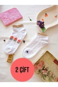 2 ÇİFT ÇORAP BURUN DİKİŞSİZ PATİK ÇORAP PAMUKLU YUMUŞAK KISA KONÇ DESENLİ KADIN ÇORABI 36-40 thumbnail 1