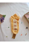 2 ÇİFT ÇORAP PAMUKLU BURUN DİKİŞSİZ KISA KONÇ DESENLİ KADIN PATİK ÇORABI 36-40 KAHVERENGİ SARI thumbnail 7
