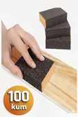 Takoz Sünger Zımpara 100 Kum El Zımparası 1 Adet Tencere Metal Ahşap El Zımparası Mobilya Çelik Tava Hobi Islak Kuru thumbnail 1