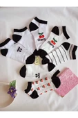 2 ÇİFT EKRU DİKİŞSİZ PAMUKLU ÇORAP KISA KONÇ DESENLİ KADIN PATİK ÇORABI 36-40 SİYAH BEYAZ thumbnail 7