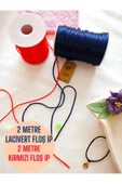 4 METRE(TOPLAM) FLOŞ İP SIÇAN KUYRUĞU KALINLIĞI 2mm KIRMIZI LACİVERT BİLEKLİK TAKI HEDİYELİK İPİ thumbnail 1