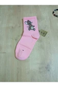 Jerry Hayvan Desenli Pamuklu Çorap Arakonç Kadın Pembe Soket Dikişsiz Çorap 36-40 thumbnail 1