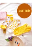 3 ÇİFT PAMUKLU BURUN DİKİŞSİZ PATİK ÇORAP YUMUŞAK KISA KONÇ DESENLİ KADIN ÇORABI 36-40 thumbnail 1