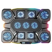 Rampage S50 RGB Işıklı 11 Fanlı LCD Göstergeli 1 Type C 1 Usb Girişli Notebook Soğutucu thumbnail 3
