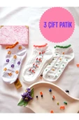 3 ÇİFT PATİK ÇORAP YUMUŞAK DİKİŞSİZ BURUN KADIN PAMUKLU KISA KONÇ DESENLİ 36-40 thumbnail 1