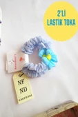 2 Adet Lastikli Toka Rahat Fiyonk Aksesuarlı Mavi Renk Hediye Kız Çocuk Genç thumbnail 1
