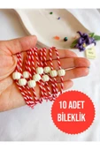 10 ADET BEYAZ(EKRU) BONCUKLU MARTENİÇKA BİLEKLİK ŞANS BEREKET ARKADAŞ SEVGİLİ EŞ ÇOCUK HEDİYE BAHAR thumbnail 1
