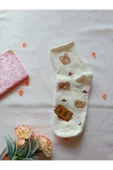 2 ÇİFT PAMUKLU KOKULU TEDDY KADIN ÇORAP YUMUŞAK DİKİŞSİZ AYICIK DESEN EKRU VE SİYAH ARA KONÇ 36 40 thumbnail 6
