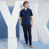 Kly 2097 Erkek V- Yaka Düğmeli Pijama Takım thumbnail 2