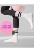 YOGA PİLATES ÇORABI TIRTIKLI KADIN KAYMAZ SİLİKON TABAN PAMUKLU SOKET TENİS ÇORAP ALTI HAVLULU BEYAZ thumbnail 1