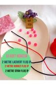 10 Pembe Boncuk 2m Siyah 2m Lacivert 2m Kırmızı Floş Ip Ve Bileklik Aparatı Plastik Hediye thumbnail 1