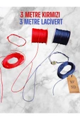 BİLEKLİK KOLYE İPİ, MAKROME , PARAŞÜT İPİ,  RENKLİ 3METRE KIRMIZI 3METRE LACİVERT 1mm thumbnail 1