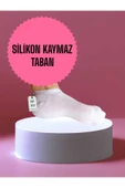 3 Çift Babet Çorap Görünmez Spor Yoga Pilates Kaymaz Silikon Taban 36-40 Siyah Beyaz Krem Dikişsiz thumbnail 5