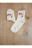 2 ÇİFT DESENLİ PAMUKLU YUMUŞAK ÇORAP ARAKONÇ KADIN KREM PEMBE SOKET ÇORABI 36-40 thumbnail 5
