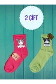 2 ÇİFT KUROMİ SANRİO ÇORAP YUMUŞAK KISA KONÇ DESENLİ 36-40 YEŞİL VE PEMBE RENK thumbnail 1