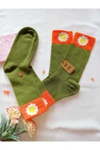 2 ÇİFT PAPATYA PAMUKLU KOKULU KADIN ÇORAP YUMUŞAK DİKİŞSİZ YEŞİL EKRU SOKET 36 40 thumbnail 7