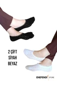 BABET ÇORAP 2 ÇİFT KADIN MERSERİZE DANTELLİ FİLE PAMUKLU GÖRÜNMEZ ÇORABI SİYAH BEYAZ thumbnail 1