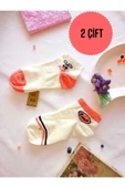 2 ÇİFT BURUN DİKİŞSİZ PATİK ÇORAP PAMUKLU YUMUŞAK KISA KONÇ DESENLİ KADIN ÇORABI 36-40 thumbnail 1