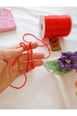 4 METRE(TOPLAM) FLOŞ İP SIÇAN KUYRUĞU KALINLIĞI 2mm KIRMIZI LACİVERT BİLEKLİK TAKI HEDİYELİK İPİ thumbnail 2