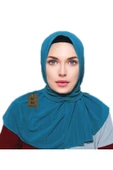Çıtçıtlı Hijab , Penye Kumaş , Tesettür Bone , Hijab ,çıtçıtlı, Turkuaz Rengi thumbnail 1