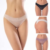 Confeo 804-501 Kadın Dantelli 4 lü Tanga Külot thumbnail 1