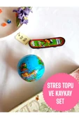 2li Set Stres Topu 6.3 Cm Çapında Dünya Haritalı Ve Plastik Parmak Kaykay 10 Cm Hediye Oyuncak thumbnail 1