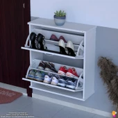 Modilayn UMAY Asma Kapı Önü 72x78x25,5 cm’lik 2 Düşer Kapak 4 Göz Bölmeli Ayakkabılık thumbnail 1