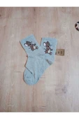 Jerry Hayvan Desenli Pamuklu Çorap Arakonç Kadın Gri Soket Dikişsiz Çorap 36-40 thumbnail 3