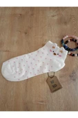 PATİK ÇORAP KULAKLI PAMUKLU DESENLİ KADIN ÇORABI 36-40 PUANTİYELİ, GRİPEMBE VE KREM 3 ÇİFT thumbnail 2