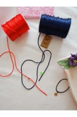 4 METRE(TOPLAM) FLOŞ İP SIÇAN KUYRUĞU KALINLIĞI 2mm KIRMIZI LACİVERT BİLEKLİK TAKI HEDİYELİK İPİ thumbnail 3