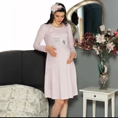 FLZ 23145 Kadın Kışlık Uzun Kol Lohusa Gecelik thumbnail 1