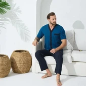 Kly 9510 Erkek Yazlık V-Yaka Pijama Takım thumbnail 3