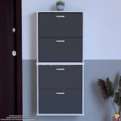 Modilayn UMAY' 2 Li Asma Antre Hol 72 x148 x 25, 5 cm’ lik 4 Düşer Kapak 8 Göz Bölmeli Ayakkabılık thumbnail 3