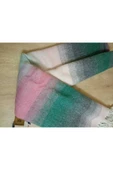 Renkli Kareli Yumuşak, Çift Taraflı Pofidik YeşilPembeSiyah Kışlık ,Sıcak Omuz Şalı - Atkı 45 X 185 thumbnail 4