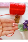 4 METRE FLOŞ İP SIÇAN KUYRUĞU KALINLIĞI 2mm KIRMIZI BİLEKLİK TAKI HEDİYELİK İPİ VE 10 LOVE BONCUK thumbnail 2