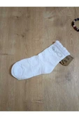 TAŞLI PAMUKLU KIZ ÇOCUK KISAKONÇ ÇORAP BEYAZ YUMUŞAK SOKET KIZ ÇOCUK ÇORABI 5-6 Y thumbnail 3